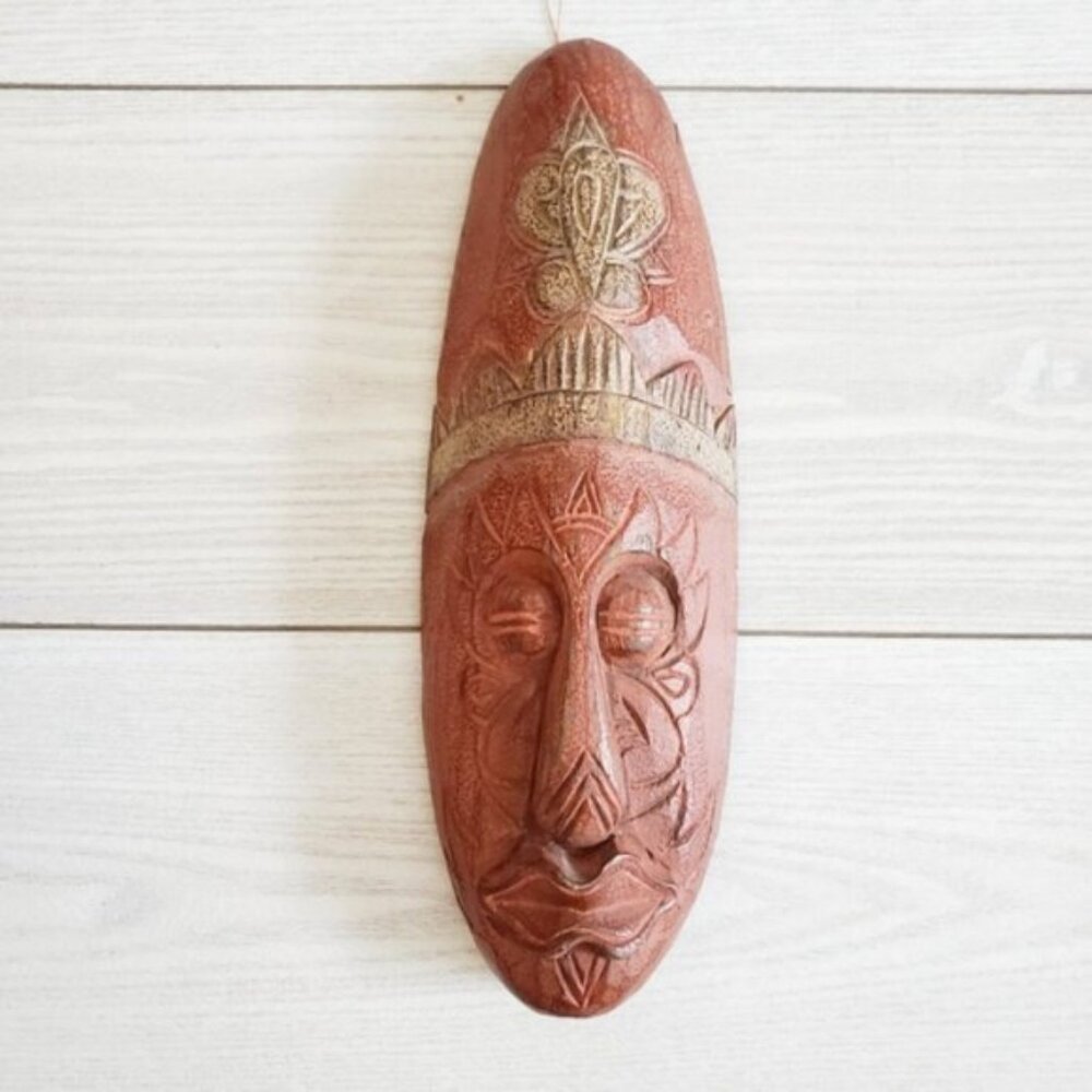 African Tribal Handcarved Wooden Vintage Terracotta Mask